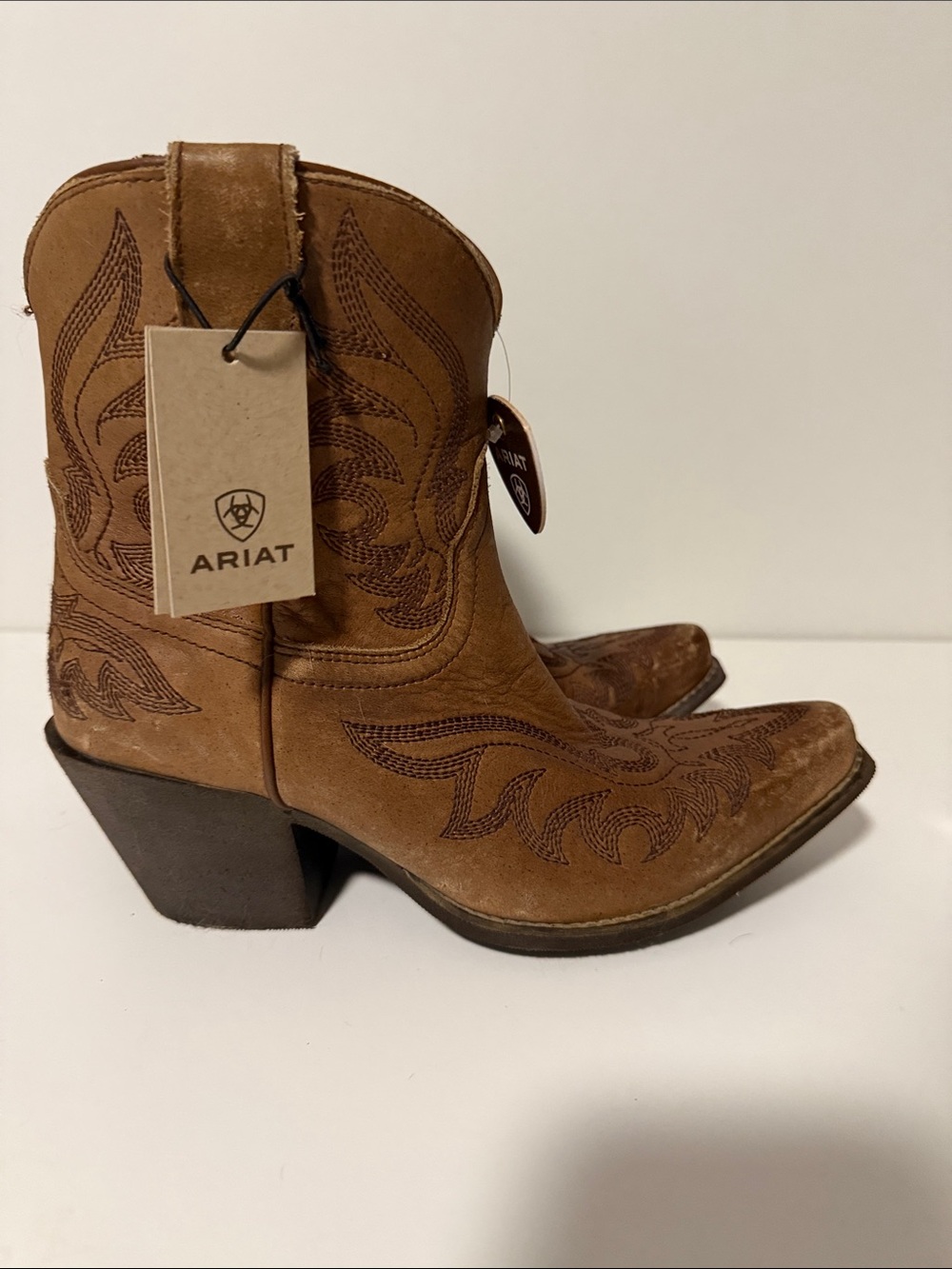 Ariat Tan Embroidered Western Ankle Boots